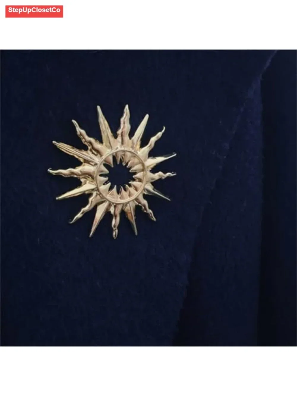 Gold Tone Sun Brooch Pin Celestial Lapel Pin for Women Men Jacket Hat Bag